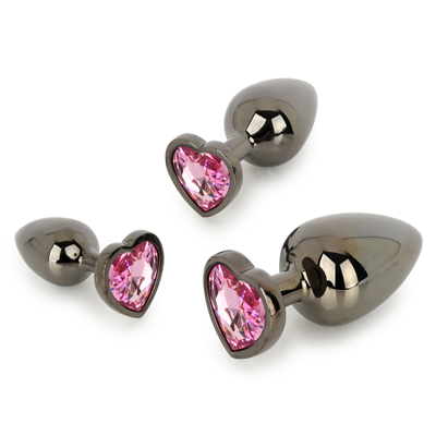 ブラックカラーハートプラグ　ピンク